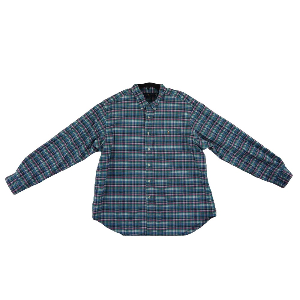 Ralph Lauren Button Down Men's Size XXL Blue Plaid Classic Heritage Long Sleeve